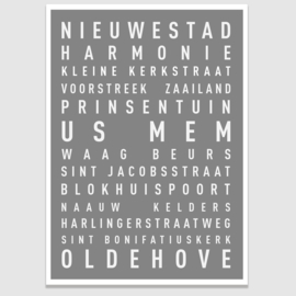 Tekstposter highlights Leeuwarden - 20 kleuren