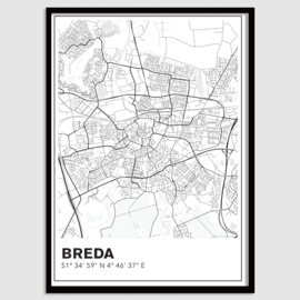 Breda stadskaart - lijnen