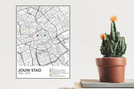 Stadskaart met meerdere pins