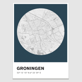 Groningen stadskaart - potloodschets - 20 kleuren