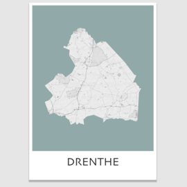 Poster plattegrond  Drenthe - 20 kleuren