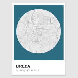 Breda stadskaart -  potloodschets - 20 kleuren