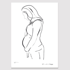 Jouw zwangere buik schets - wit