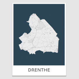 Poster plattegrond  Drenthe - 20 kleuren