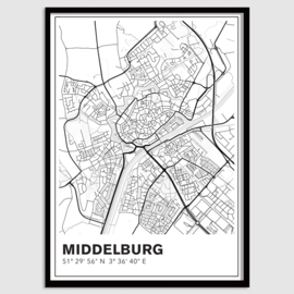 Middelburg stadskaart - lijnen