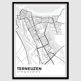 Terneuzen stadskaart - lijnen