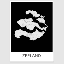 Poster plattegrond Zeeland - 20 kleuren