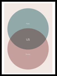 Trouwposter met Venn diagram - pastel