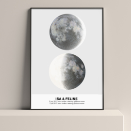 Vaderdag: maanstand poster - Geboorte - 1 of 2 kinderen