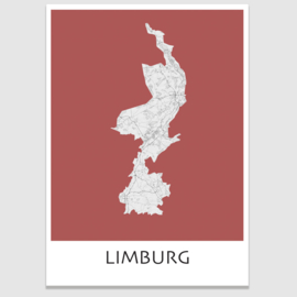 Poster plattegrond Limburg - 20 kleuren