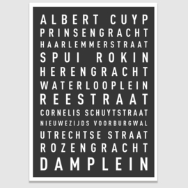 Tekstposter highlights Amsterdam - 20 kleuren
