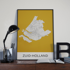 Poster plattegrond Zuid-Holland - 20 kleuren