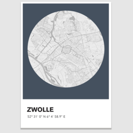 Zwolle  stadskaart  - potloodschets