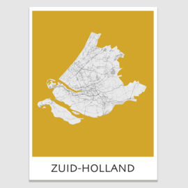 Poster plattegrond Zuid-Holland - 20 kleuren