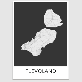Poster plattegrond Flevoland - 20 kleuren