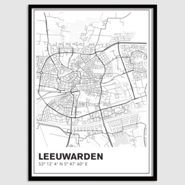 Leeuwarden stadskaart  - lijnen