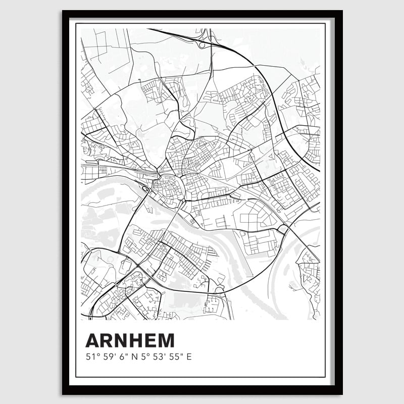 Arnhem stadskaart - lijnen