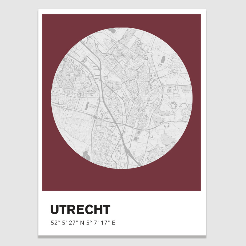 Utrecht stadskaart  - potloodschets - 20 kleuren