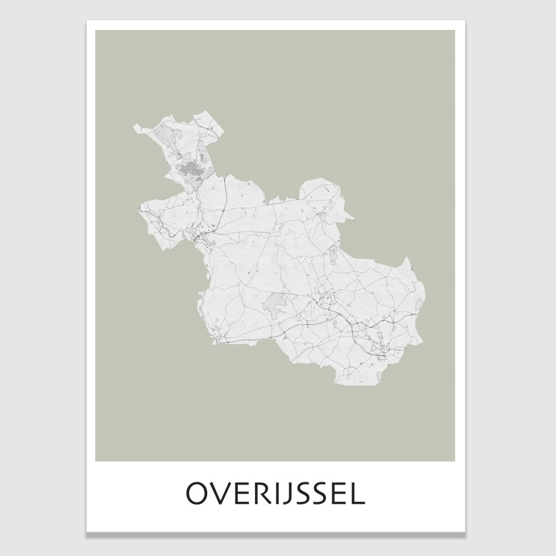 Poster plattegrond Overijssel - 20 kleuren
