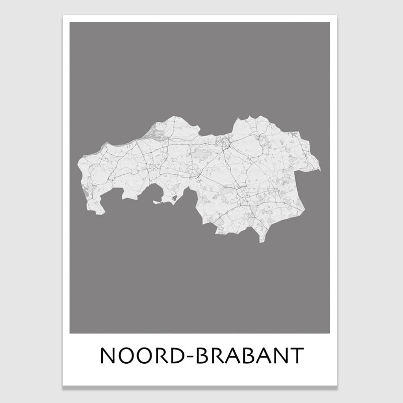 Poster plattegrond Noord-Brabant - 20 kleuren
