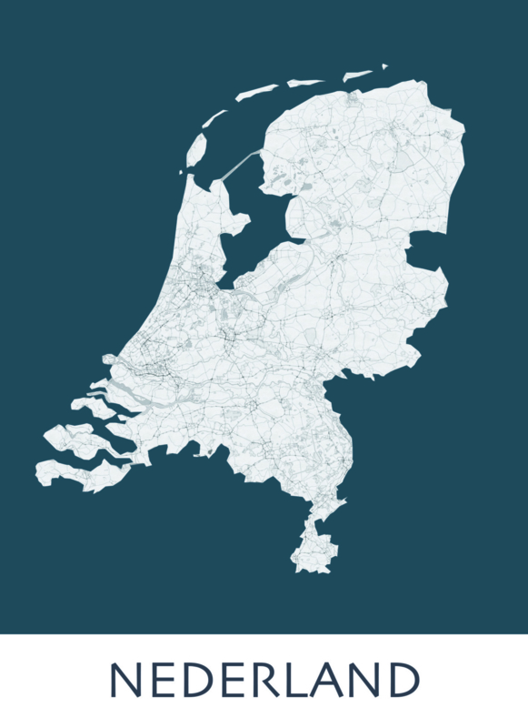 Idioot tent opleiding Poster plattegrond Nederland - 20 kleuren (Afmeting en materiaal: Poster A3  - 29,7cm x 42cm,Kleur: Kies een kleur) | Provinciekaart poster | PosterTime