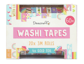 Washi Tapes 'Bright' (20 rollen van 3m lang, 10mm breed)