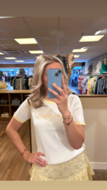 T-shirt Saint Tropez wit met geel randje
