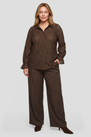 Exxcellent Mina suede pantalon donker bruin