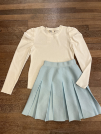 Rok licht blauw fijn gebreid geplooid