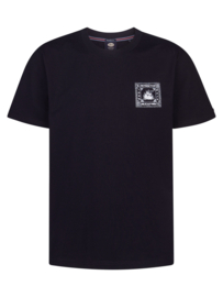 Petrol t-shirt valt ruim zwart met rugprint