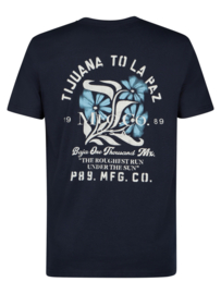 Petrol T-Shirt met bloemen backprint navy