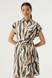 Garcia jurk mouwloos knoopjes beige/bruin gebrint