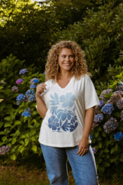 Exxellent T-shirt Lumi wit met blauwe print