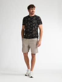Petrol t-shirt zwart met beige print