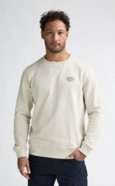 Petrol sweater creme met zeegroene spikkels