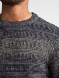 Petrol trui gebreid bruin/beige/navy gemeleerd kwr224