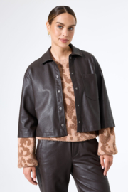 Garcia lederlook blous bruin