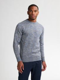 Petrol trui gebreid taupe/baby blauw gemeleerd KWR240