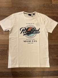 Petrol t-shirt wit met groot petrol logo op voorpand