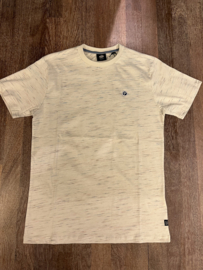 Petrol t-shirts creme bewerkte stof met gekleurde streepjes