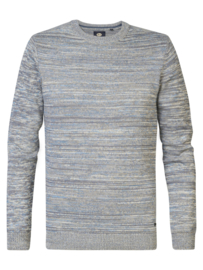 Petrol trui gebreid blauw/beige/creme kwr240