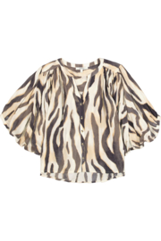 Garcia blouse oversized beige/bruin geprint