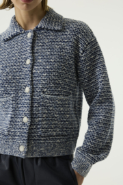 Garcia Boucle jasje blauw/wit gemeleerd