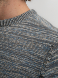 Petrol trui gebreid blauw/beige/creme kwr240