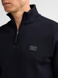 Petrol sweater staal donker blauw met half way zip SWC318
