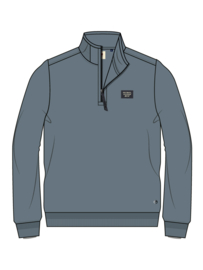 Petrol sweater staal grijs met half way zip SWC318