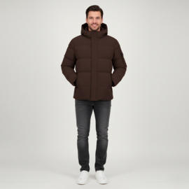 Cars Jaxham donkerbruin bubble coat recht model met afritsbare capuchon