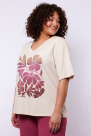 Exxellent T-shirt Lumi zand met roze print