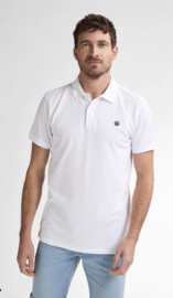Petrol polo wit basic met klein logo