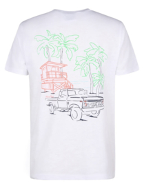 Petrol t-shirt wit backprint auto